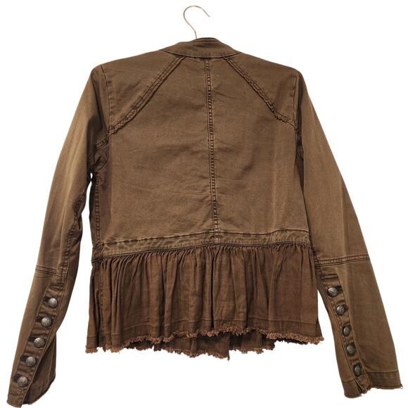 Free People Flared Hem olive green military jacket size medium - Picture 3 of 6